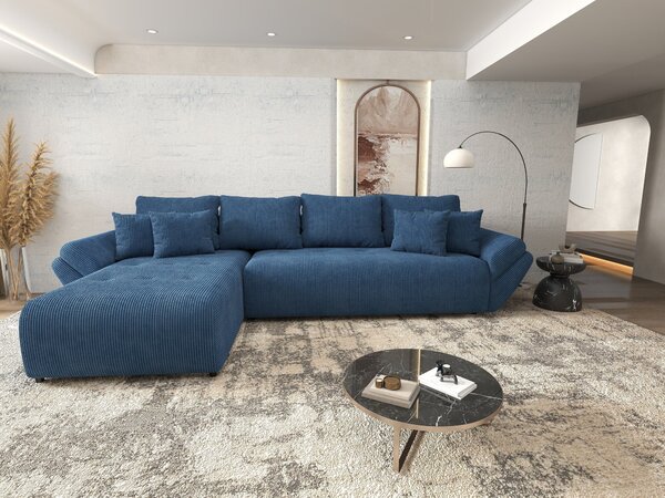 Colțar extensibil dumonde cu ladă de depozitare Berlin XL Zoom Blue 350x185 cm