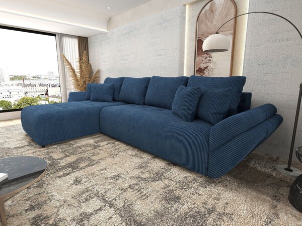 Colțar extensibil dumonde cu ladă de depozitare Berlin XL Zoom Blue 350x185 cm
