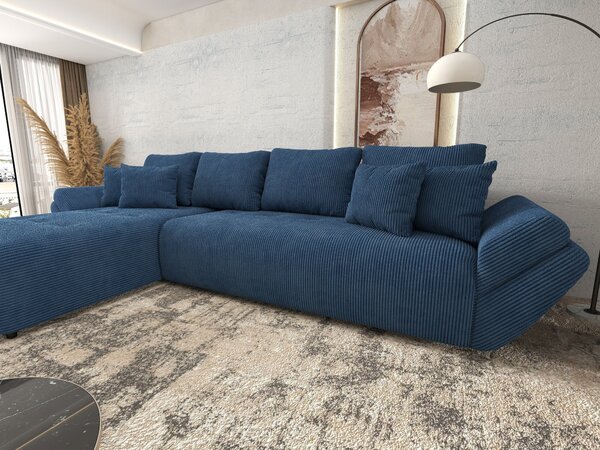 Colțar extensibil dumonde cu ladă de depozitare Berlin XL Zoom Blue 350x185 cm