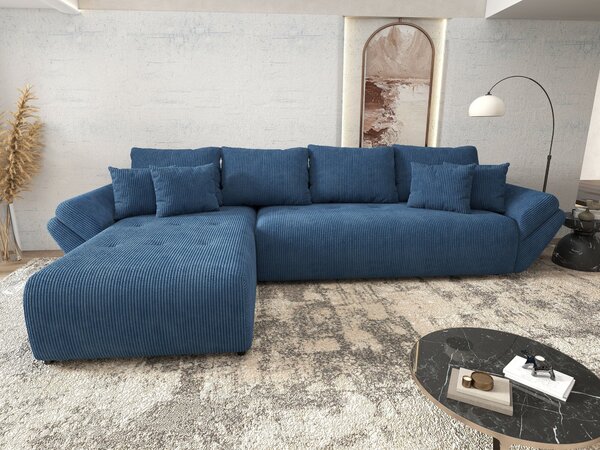 Colțar extensibil dumonde cu ladă de depozitare Berlin XL Zoom Blue 350x185 cm