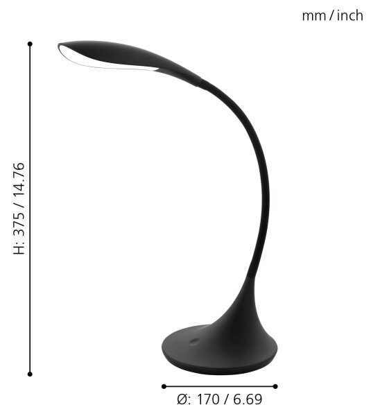 Eglo 94673 - Lampă de birou LED DAMBERA, dimabilă, 4,5 W, 230 V, neagră