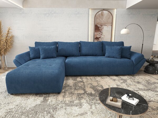 Colțar extensibil dumonde cu ladă de depozitare Berlin XL Zoom Blue 350x185 cm