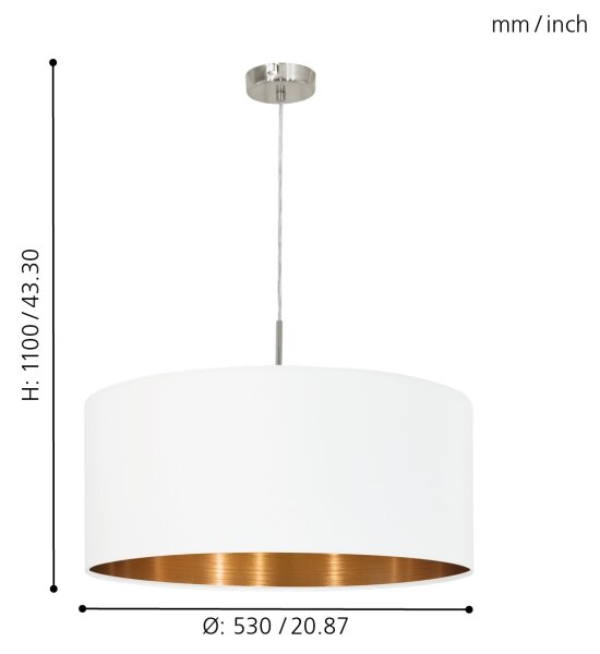Eglo 95045 - Lustra PASTERI 1xE27/60W/230V