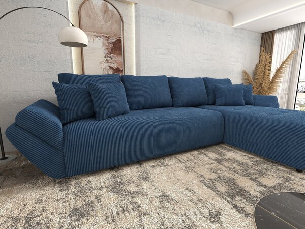 Colțar extensibil dumonde cu ladă de depozitare Berlin XL Zoom Blue 350x185 cm II