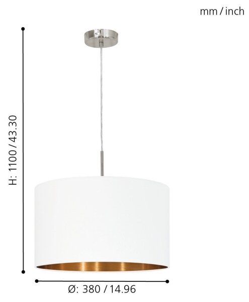 Eglo 95044 - Lustră PASTERI, 1x E27, 60W, 230V