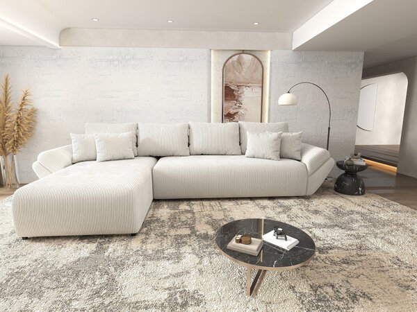 Colțar extensibil dumonde cu ladă de depozitare Berlin XL Zoom Crem 350x185 cm