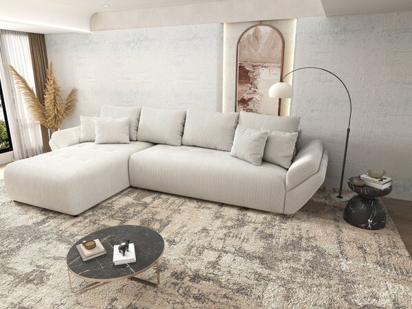 Colțar extensibil dumonde cu ladă de depozitare Berlin XL Zoom Crem 350x185 cm