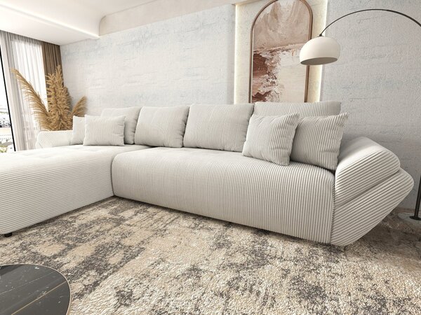Colțar extensibil dumonde cu ladă de depozitare Berlin XL Zoom Crem 350x185 cm