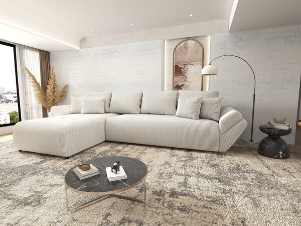 Colțar extensibil dumonde cu ladă de depozitare Berlin XL Zoom Crem 350x185 cm