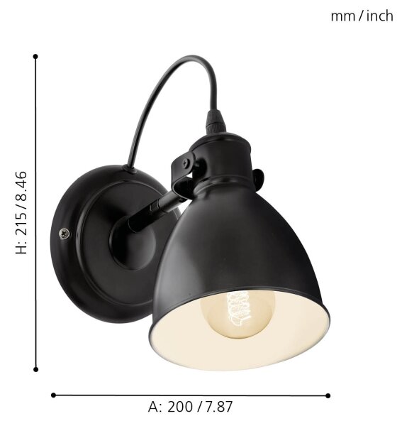 Aplică Eglo 49468 PRIDDY 1xE27/40W/230V