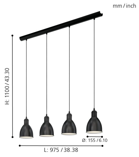 Lustră Eglo 49466 PRIDDY 4xE27/60W/230V