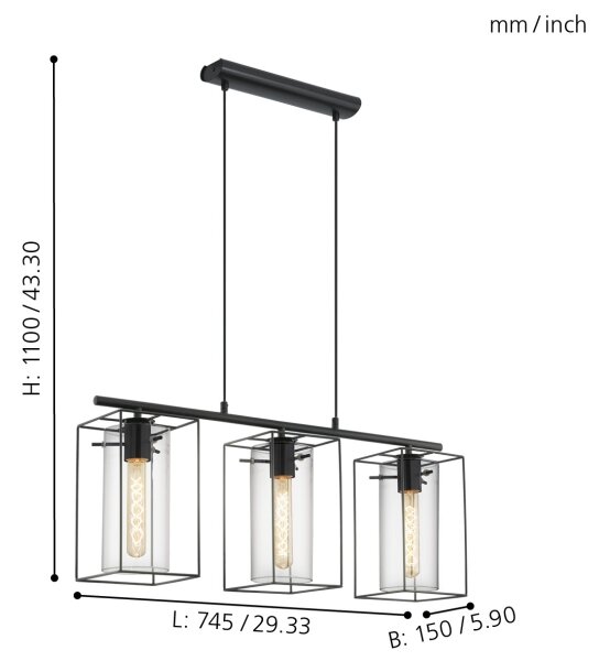 Lustră Eglo 49496 LONCINO 3xE27/60W/230V
