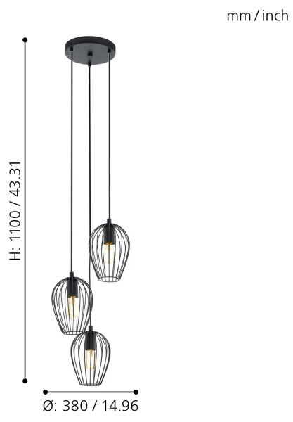 Eglo 49479 - Lustra NEWTOWN 3xE27/60W/230V