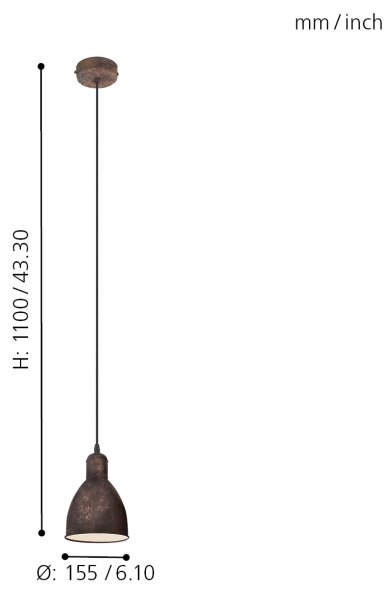Lustră Eglo 49492 PRIDDY 1 1xE27/60W/230V
