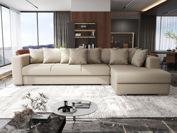 Colțar extensibil dumonde cu ladă de depozitare si sezut confortabil din spuma high-density, Gloria Enjoy Camel II 320x183 cm