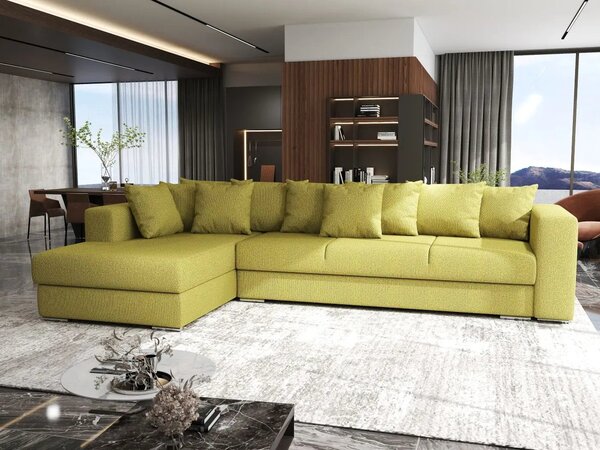 Colțar extensibil dumonde cu ladă de depozitare Gloria Enjoy Green 320x183 cm