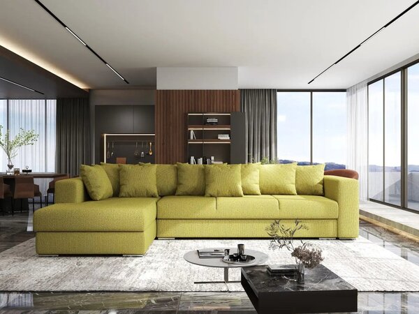 Colțar extensibil dumonde cu ladă de depozitare Gloria Enjoy Green 320x183 cm