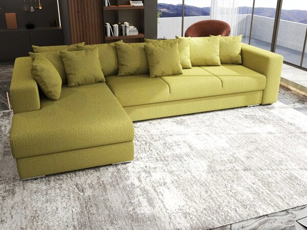 Colțar extensibil dumonde cu ladă de depozitare Gloria Enjoy Green 320x183 cm