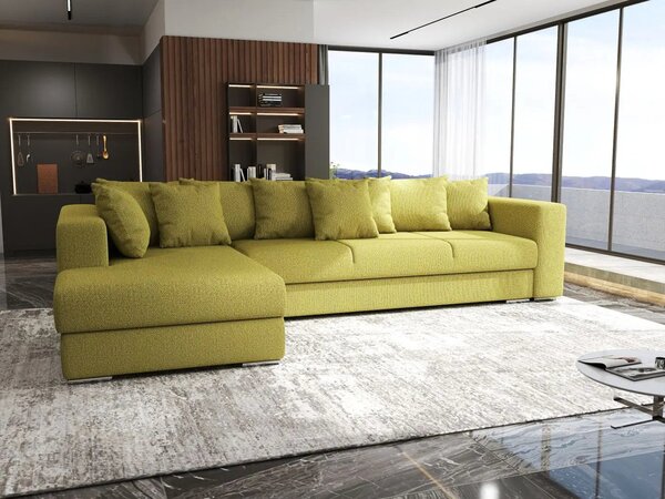 Colțar extensibil dumonde cu ladă de depozitare Gloria Enjoy Green 320x183 cm