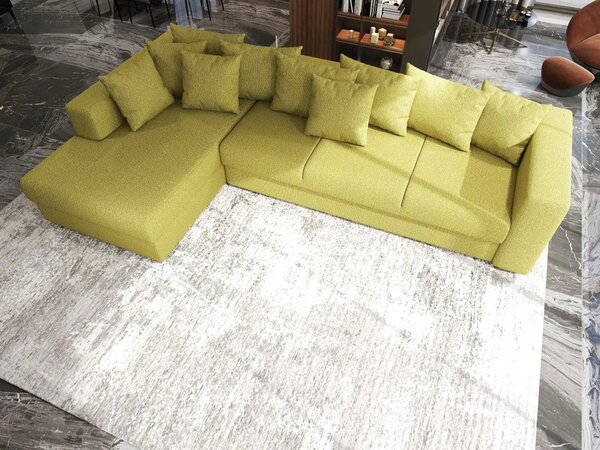 Colțar extensibil dumonde cu ladă de depozitare Gloria Enjoy Green 320x183 cm