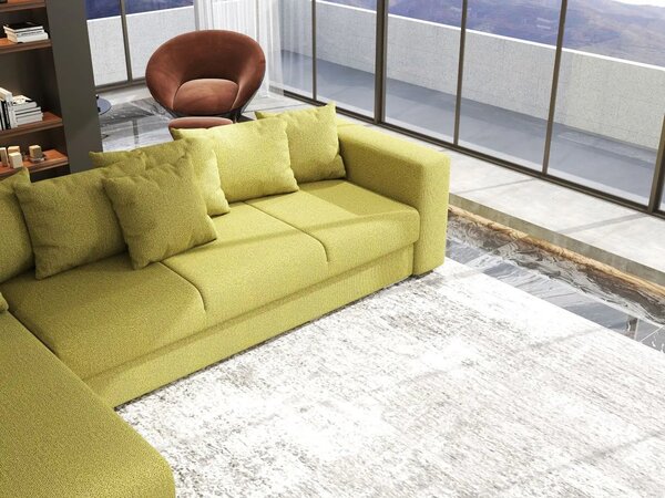 Colțar extensibil dumonde cu ladă de depozitare Gloria Enjoy Green 320x183 cm