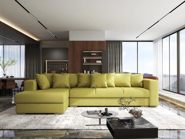 Colțar extensibil dumonde cu ladă de depozitare Gloria Enjoy Green 320x183 cm