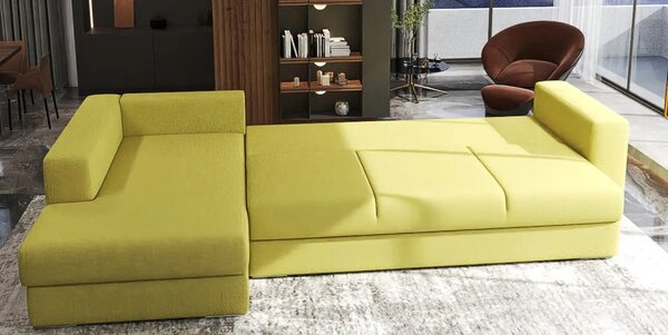 Colțar extensibil dumonde cu ladă de depozitare Gloria Enjoy Green 320x183 cm