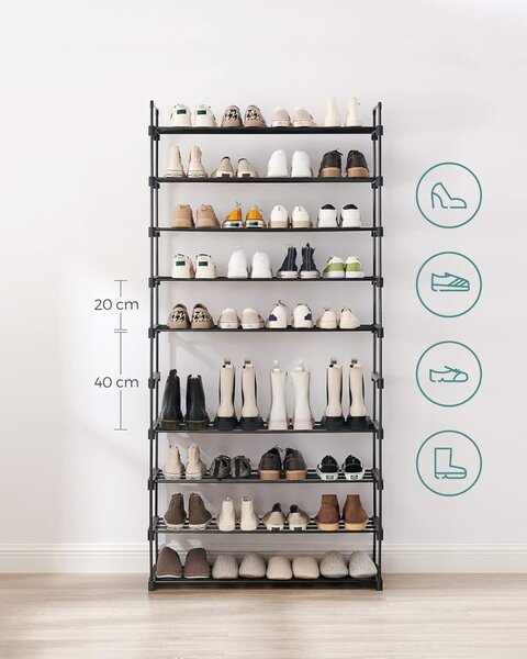 Pantofar modular Negru Songmics 92x30x194 cm