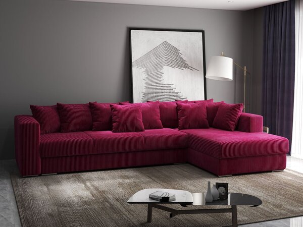 Colțar extensibil dumonde cu ladă de depozitare Gloria Zoom Red II 320x183 cm