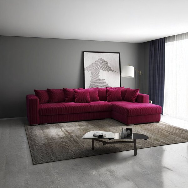 Colțar extensibil dumonde cu ladă de depozitare Gloria Zoom Red II 320x183 cm