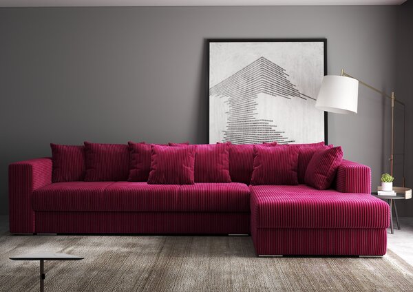 Colțar extensibil dumonde cu ladă de depozitare Gloria Zoom Red II 320x183 cm