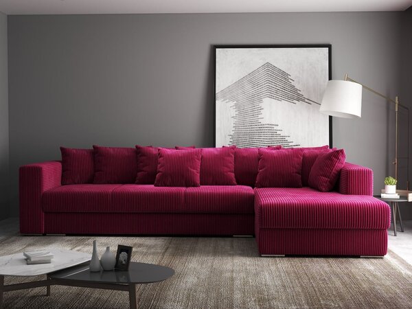 Colțar extensibil dumonde cu ladă de depozitare Gloria Zoom Red II 320x183 cm