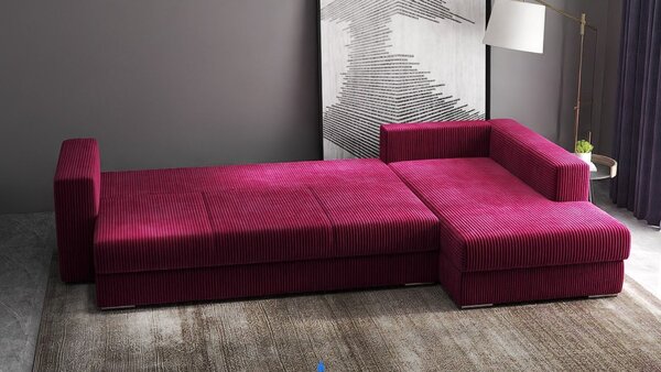 Colțar extensibil dumonde cu ladă de depozitare Gloria Zoom Red II 320x183 cm
