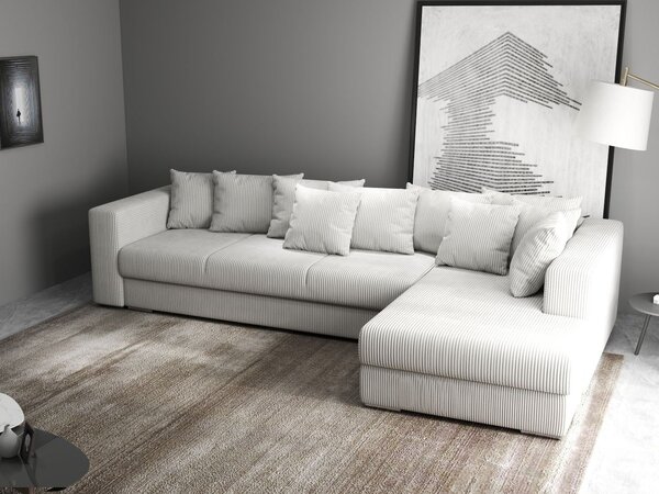 Colțar extensibil dumonde cu ladă de depozitare Gloria Zoom Cream II 320x183 cm