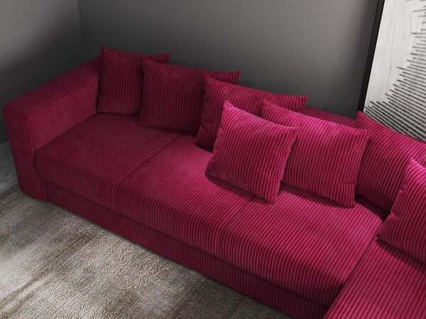 Colțar extensibil dumonde cu ladă de depozitare Gloria Zoom Red II 320x183 cm