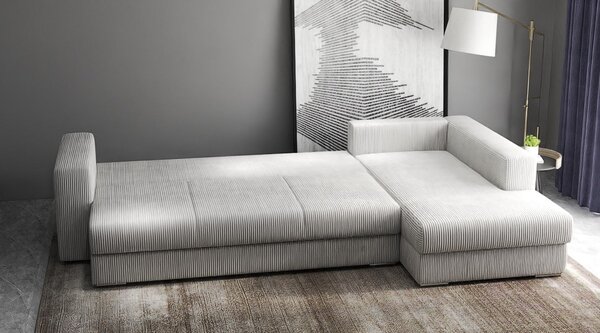 Colțar extensibil dumonde cu ladă de depozitare Gloria Zoom Cream II 320x183 cm
