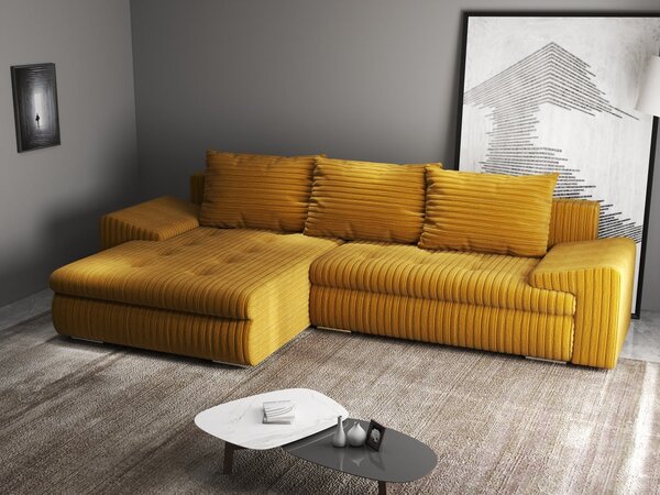 Colțar extensibil dumonde cu ladă de depozitare Leonardo Ambience Mustar 260x185 cm