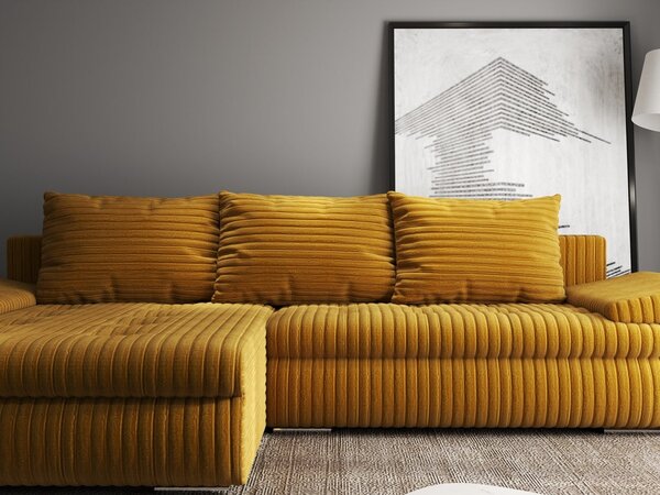 Colțar extensibil dumonde cu ladă de depozitare Leonardo Ambience Mustar 260x185 cm