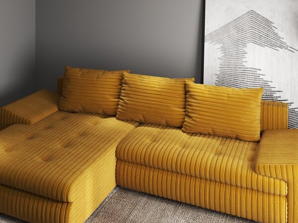 Colțar extensibil dumonde cu ladă de depozitare Leonardo Ambience Mustar 260x185 cm