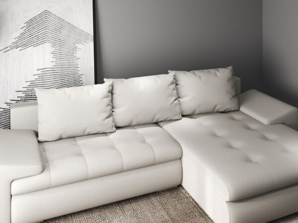 Colțar extensibil dumonde cu ladă de depozitare Leonardo Enjoy Bej 260x185 cm II