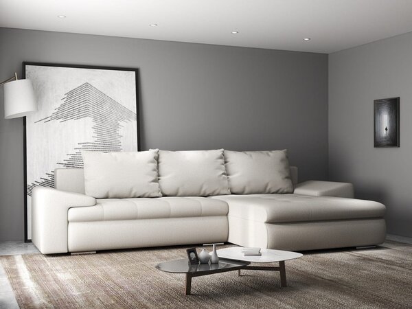 Colțar extensibil dumonde cu ladă de depozitare Leonardo Enjoy Bej 260x185 cm II