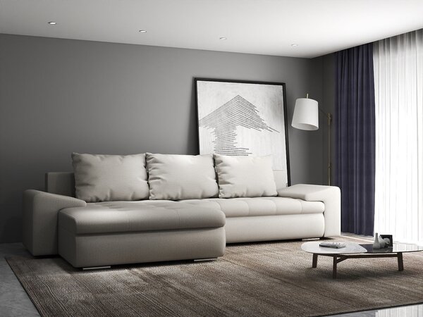 Colțar extensibil dumonde cu ladă de depozitare Leonardo Enjoy Bej 260x185 cm