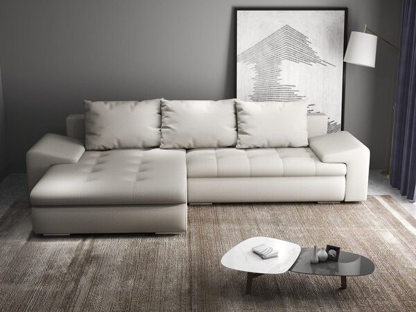 Colțar extensibil dumonde cu ladă de depozitare Leonardo Enjoy Bej 260x185 cm