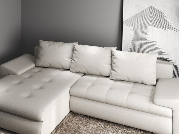 Colțar extensibil dumonde cu ladă de depozitare Leonardo Enjoy Bej 260x185 cm