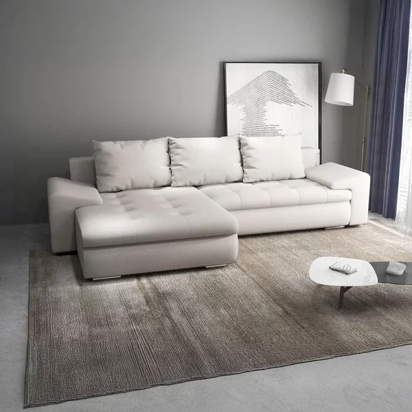 Colțar extensibil dumonde cu ladă de depozitare Leonardo Enjoy Bej 260x185 cm