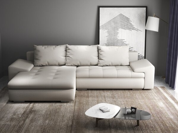 Colțar extensibil dumonde cu ladă de depozitare Leonardo Enjoy Bej 260x185 cm