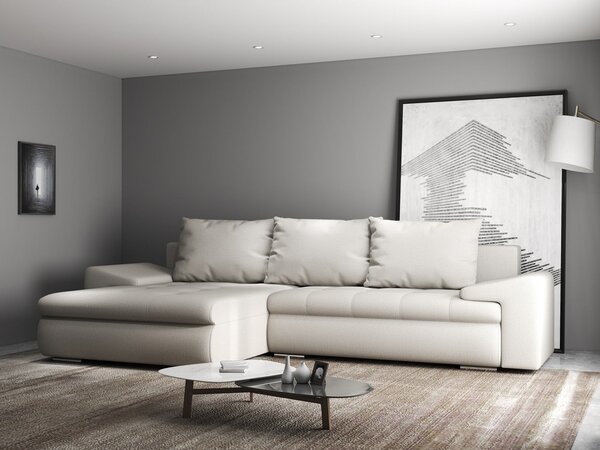 Colțar extensibil dumonde cu ladă de depozitare Leonardo Enjoy Bej 260x185 cm