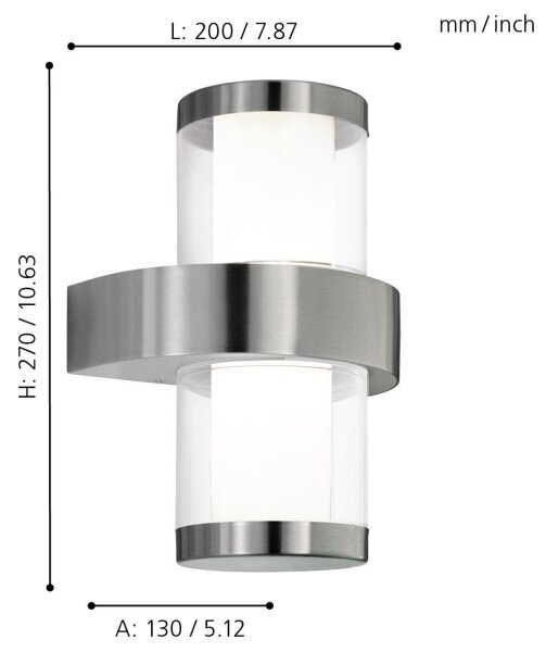 Eglo 94799 - Aplica de perete pentru exterior BEVERLY 1 2xLED/3,7W/230V IP44