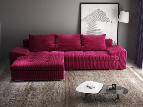 Colțar extensibil dumonde cu ladă de depozitare Leonardo Zoom Rosu 260x185 cm