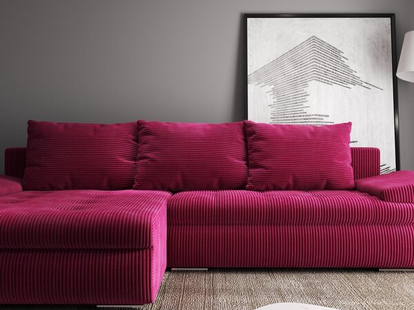 Colțar extensibil dumonde cu ladă de depozitare Leonardo Zoom Rosu 260x185 cm
